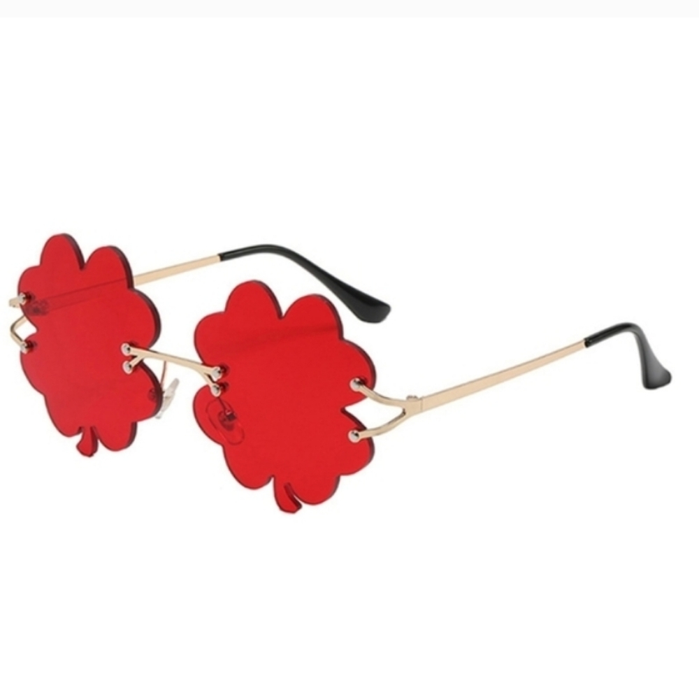 Unisex Red Clover-Shaped Sunglasses